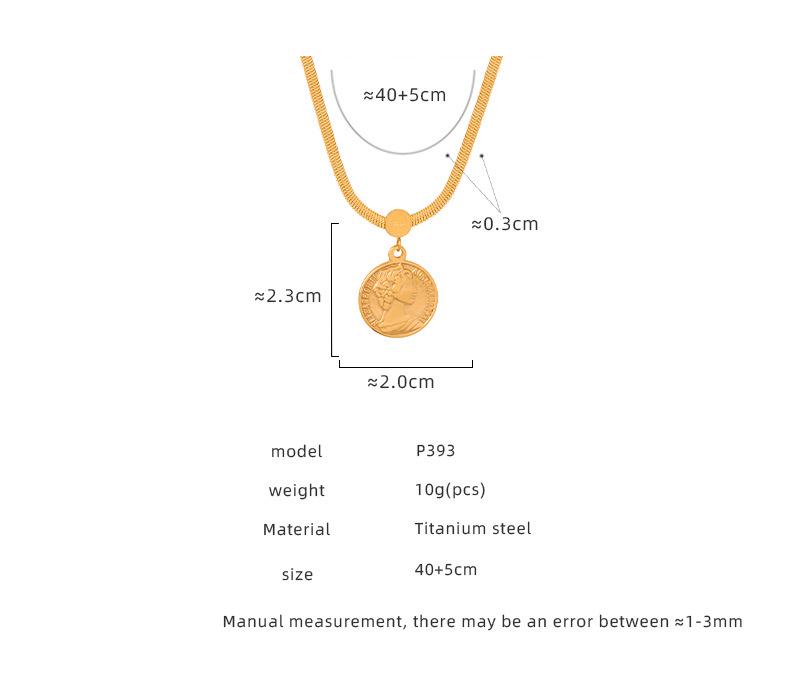 Elegant Portrait Pendant Necklace: 18K Gold-Plated, Titanium Steel with Delicate Collarbone Chain