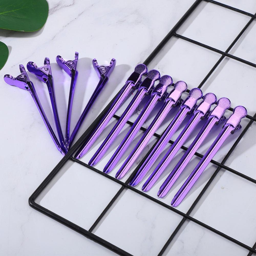 12PCS Purple Blue Hairdressing Styling Clamps Stainless Steel Hair Styling Clips For Hairstyling