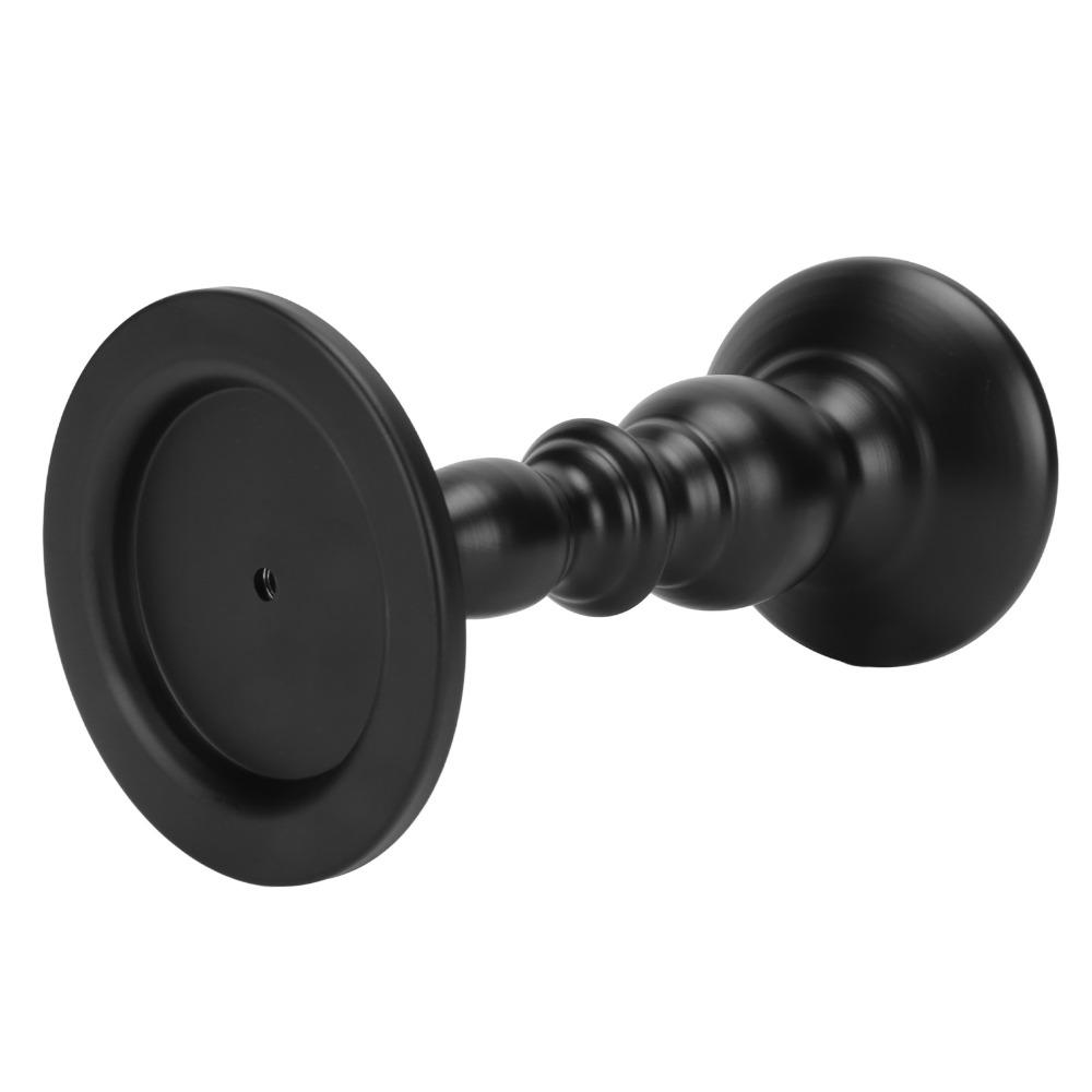 Polished Surface Black Candlestick Holders Iron Metal Candle Stand Coffee Table Decor