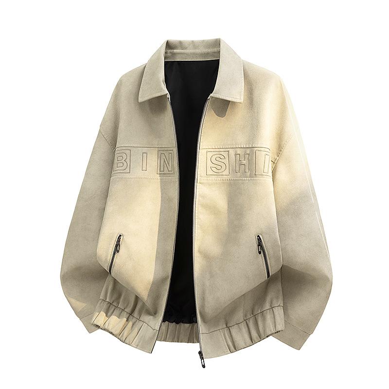 American retro men's leather jacket locomotive tooling loose old money street simple trend top leather jacket men