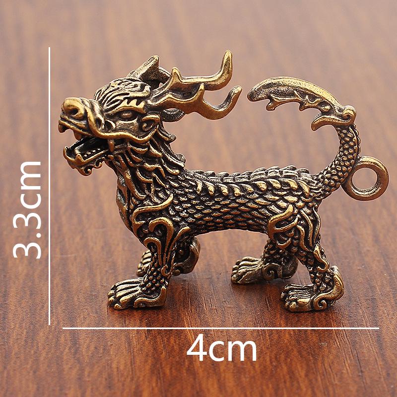 Brass Dragon Nine Sons Keychain and Yazi Taotie Car Ornament Gift