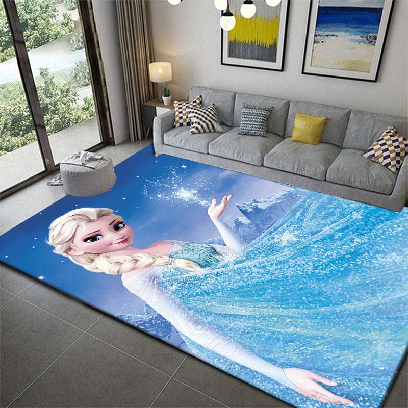 Elsa Queen cartoon pattern rug, Frozen theme, suitable for home, bedroom, bedside rug, and bathroom mat.