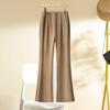 Women's High Waist Khaki Flare Pants - Slimming, Casual Drapey Style for Spring 2025