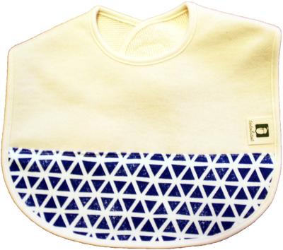 Organic Print Cotton Baby Bib - Triangle Blue