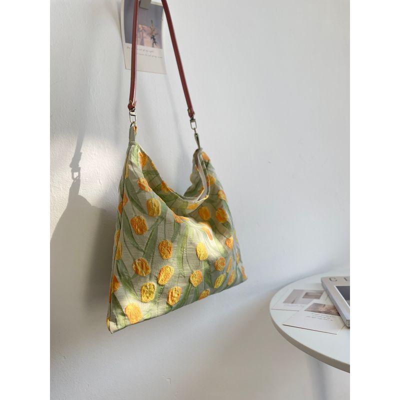 

Оригинальная нишевая летняя новая желтая тканевая сумка «Тюльпан» Leather Cord Yellow Tulip Magnetic Buckle