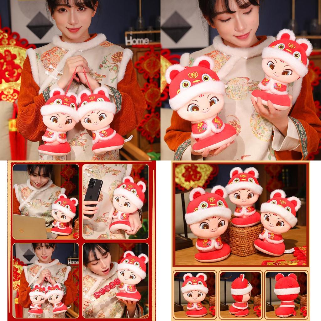 Adorable 2025 Tang Suit Snake Plush Toy Zodiac Snake Doll For New Year Gifts