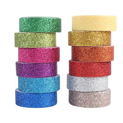 Regenbogen Glitzer Washi Tape Set: 15MM, 12 Farben, DIY-Dekoration und Schreibwaren-Geschenk