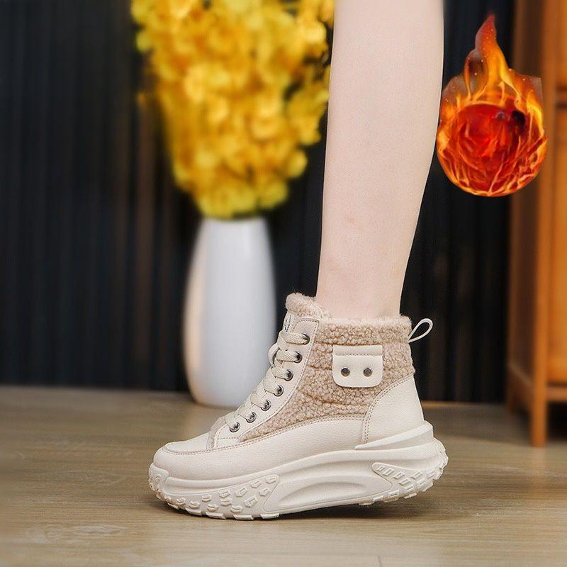 Snow Boots Women's Autumn and Winter High-top Shoes Plus Velvet Thick Warm Short Boots Cotton Shoes Women's Shoes