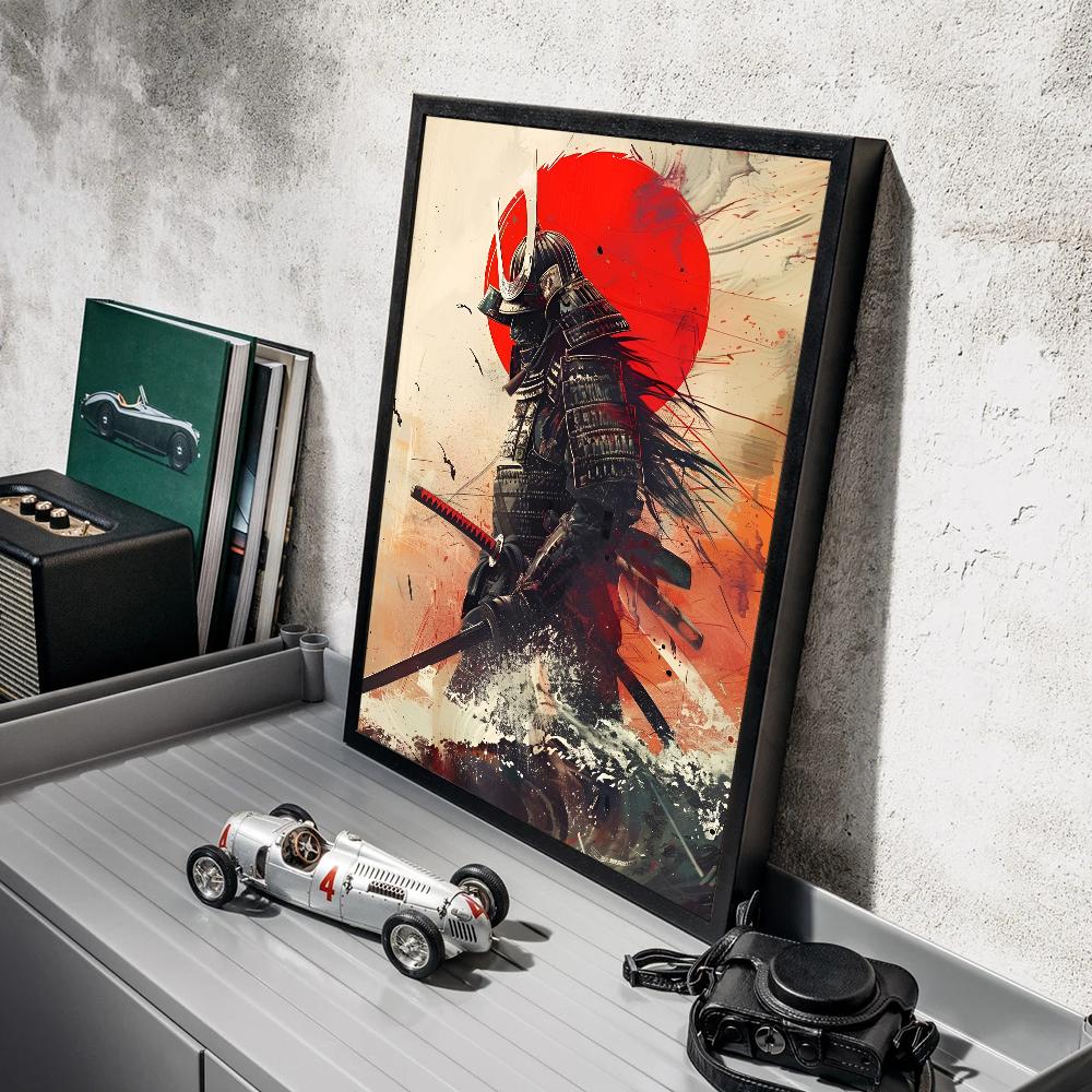 Japanese Warrior Samurai Whitepaper Poster HD Quality Poster Wall Art Painting Study Room Wall Decor