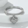 Cute Female Crystal Heart Pendant Ring Trendy Gold  Color Engagement Jewelry Charm Zircon Stone Wedding Rings For Women