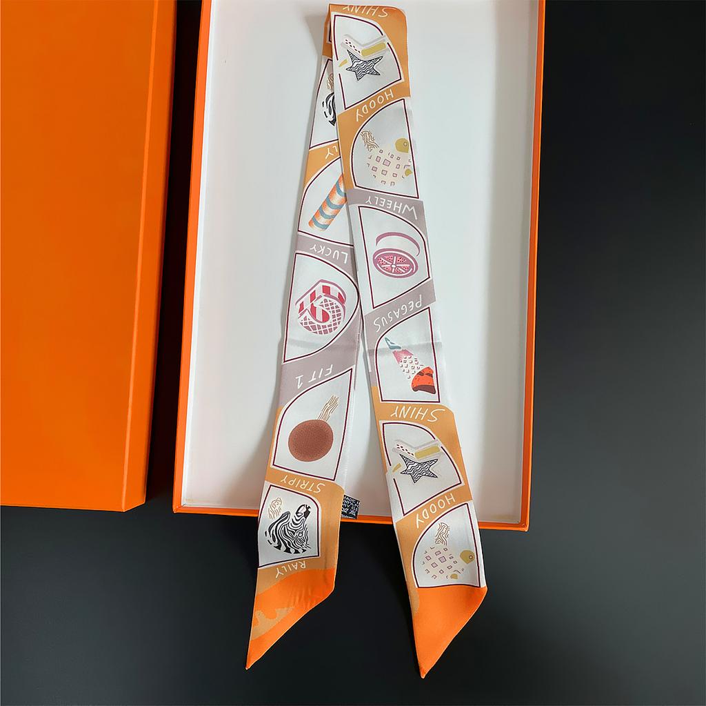 Double Colored Paisley Twill Silk Scarf New Brand Design Luxury Scarf Women Foulard Skinny Bag Scarves Neckerchief Hair Headband