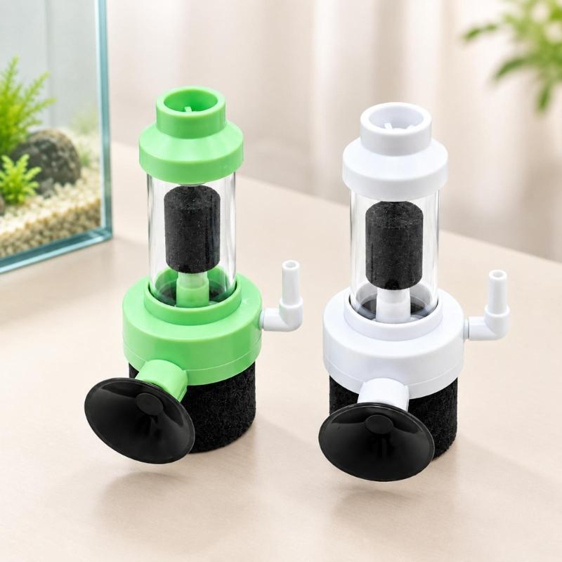 External-Pump Fish Filter with Suction-Cup Mount and Side Air Port for Clear Placement and Hose Attachment Inside