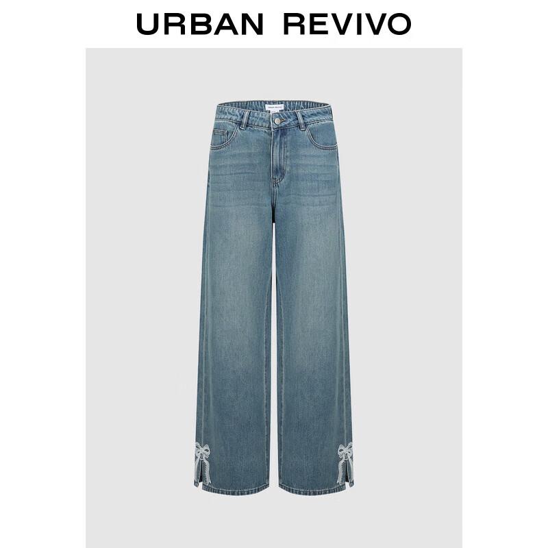UR Women s Blue Bow Slit Denim Pants 30