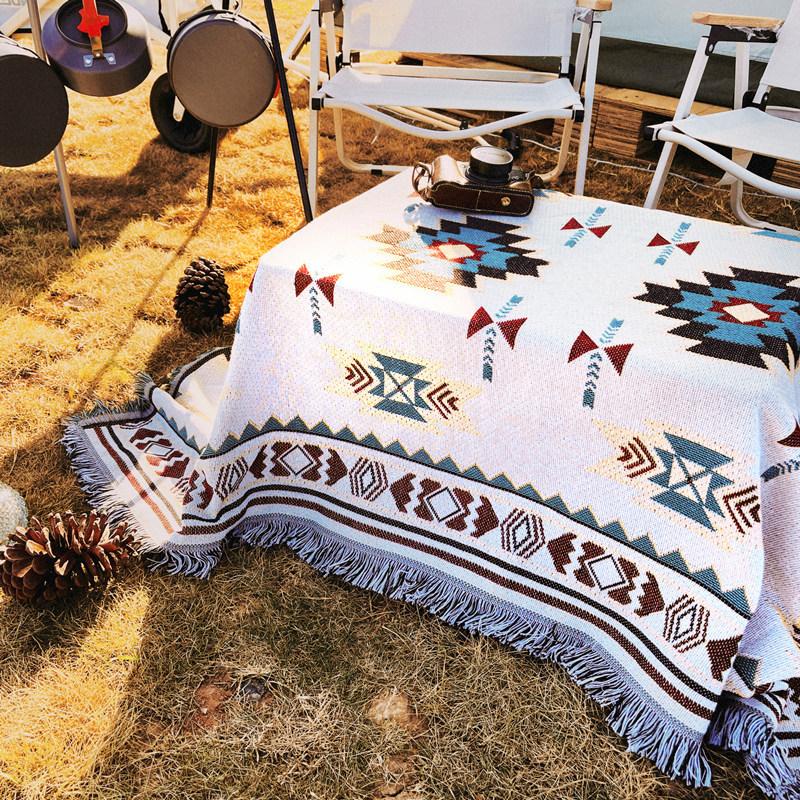 Outdoor Equipment Multi Purpose Ethnic Style Picnic Mat Floor Mat Retro Style Camping Carpet Beach Cover Carpet