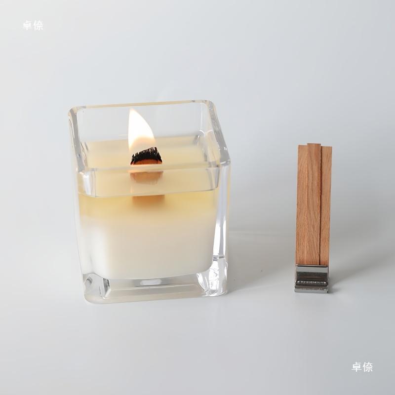 10 sets Natural Wood Wax Wick DIY Candle Material Soy Wax Aromatherapy Smokeless Environmental Protection Wood Chip Wick Holder