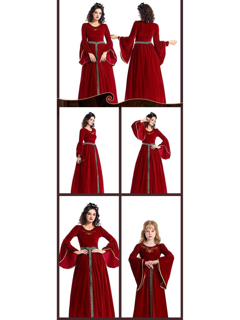 Kinder Retro Halloween Mittelalterliches Palastball Kostüm mit Trompetenärmeln