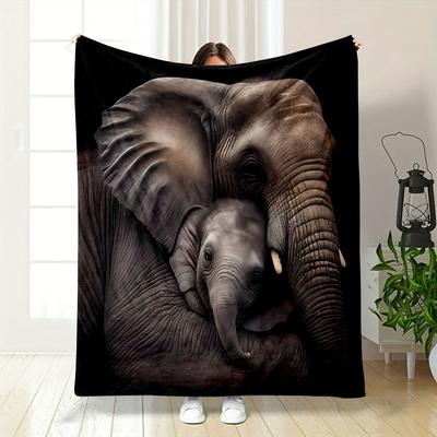 Elefantenmutter und Baby Druckdecke Schlafzimmerdecke für Wohnzimmer Sofa Mittagspause Weicher Überwurf für Freundesfestival Geschenk
