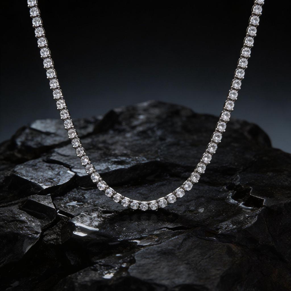 Cubic Zirconia Tennis Necklace for Women Men Stainless Steel Chain Necklaces Waterproof Jewelry16inch-30inch