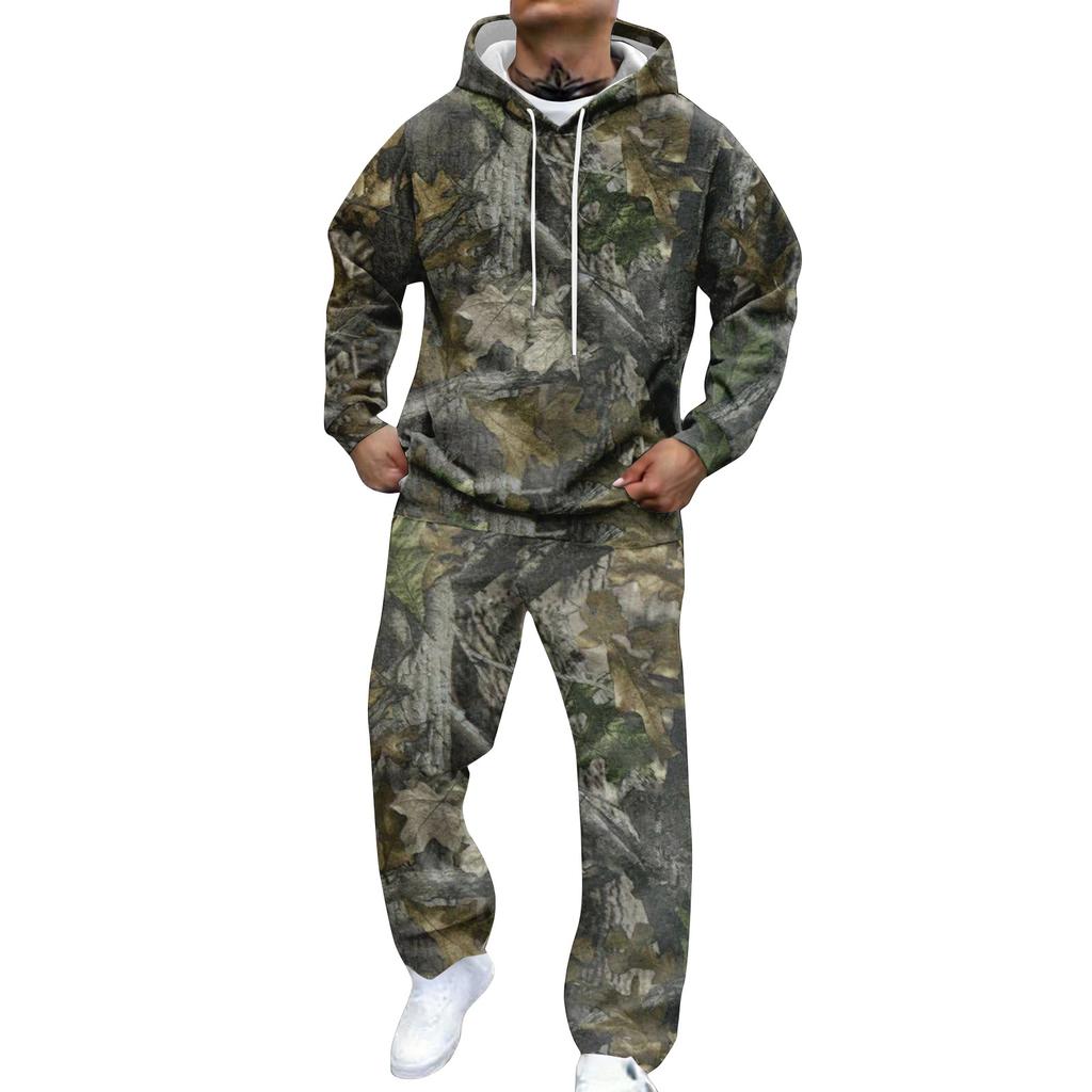 Men's Camouflage Hooded Sweatshirt And Sweatpants Casual Sports Suit