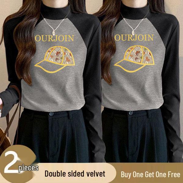 

Women s Color Block Velvet Turtleneck Slim Fit Shirt - Winter Warmth L [105-115 lbs]