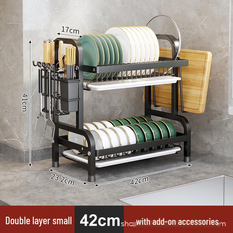Multifunctional Kitchen Dish Rack: Countertop Draining Rack with Chopstick and Knife Holder for Dish Cabinets