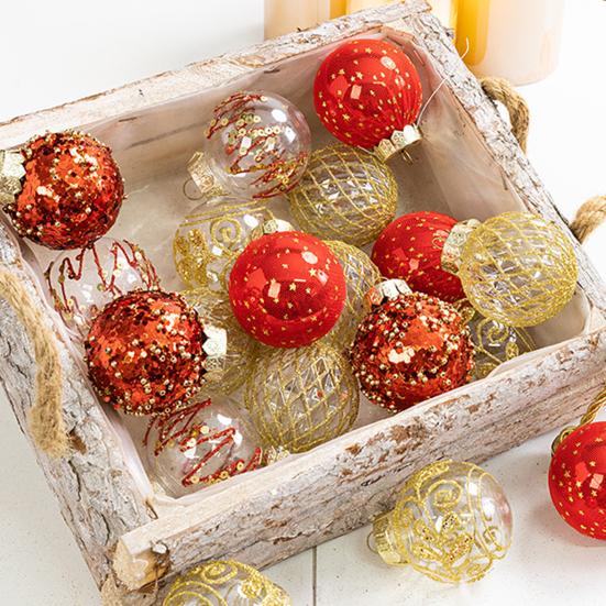 25 Pcs 2.36 Inch Christmas Ball Ornaments Glitter Sequin Plastic Ball Christmas Tree Hanging Decorations for Indoor Outdoor Holiday Decor
