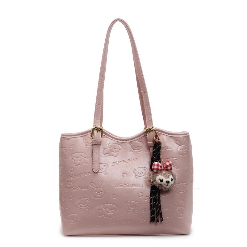 Spring and summer new casual Korean version cute embossed simple wind tote bag large capacity fashionable commuter shoulder women's bag