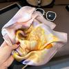 Silk Scarf Small Square Scarf 100% Mulberry Silk Yellow Flower Silk Scarf Spring and Autumn Versatile Send Mother