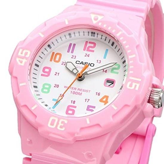 CASIO analog wristwatch LRW-200H-4B2V women kids cheap pastel pink multicolor overseas model.