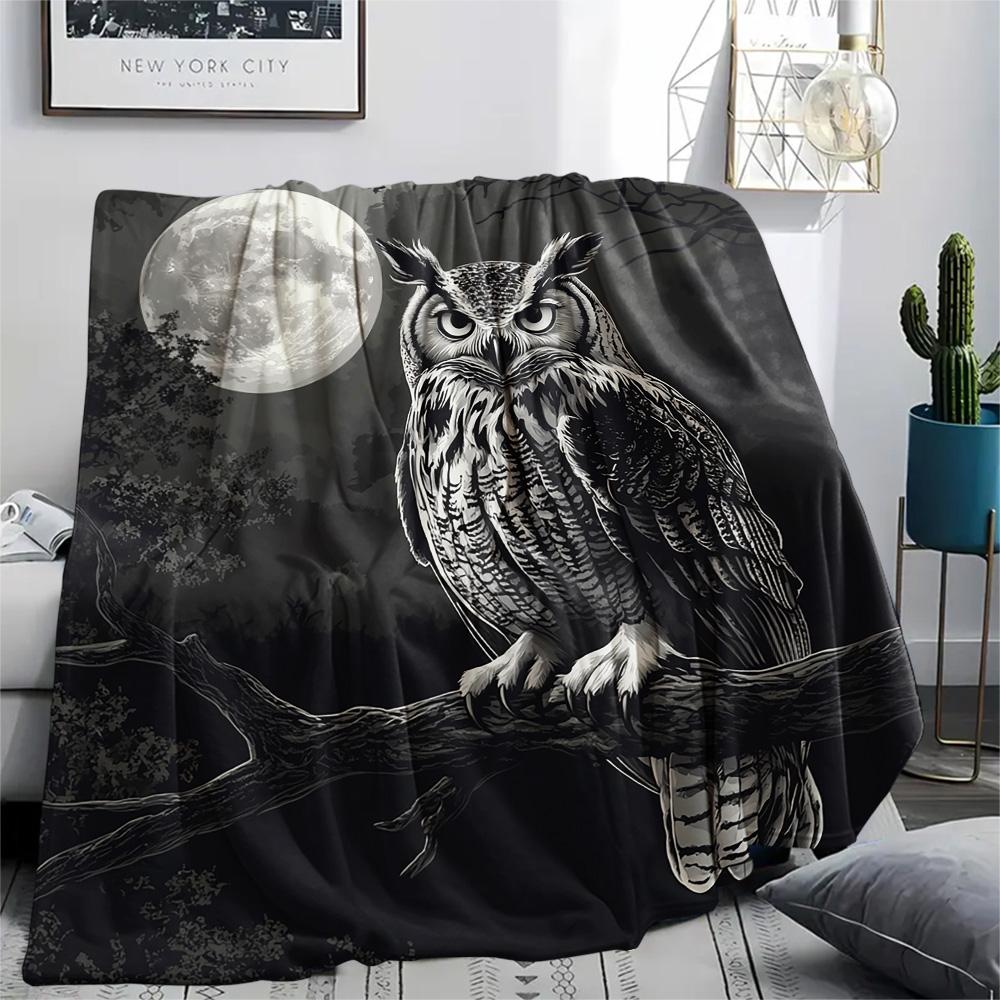 Owl Print Flannel Blanket, High quality Comfortable for All Seasons, Home Decor, Warmth and Comfort, Perfect for Christmas Gifts