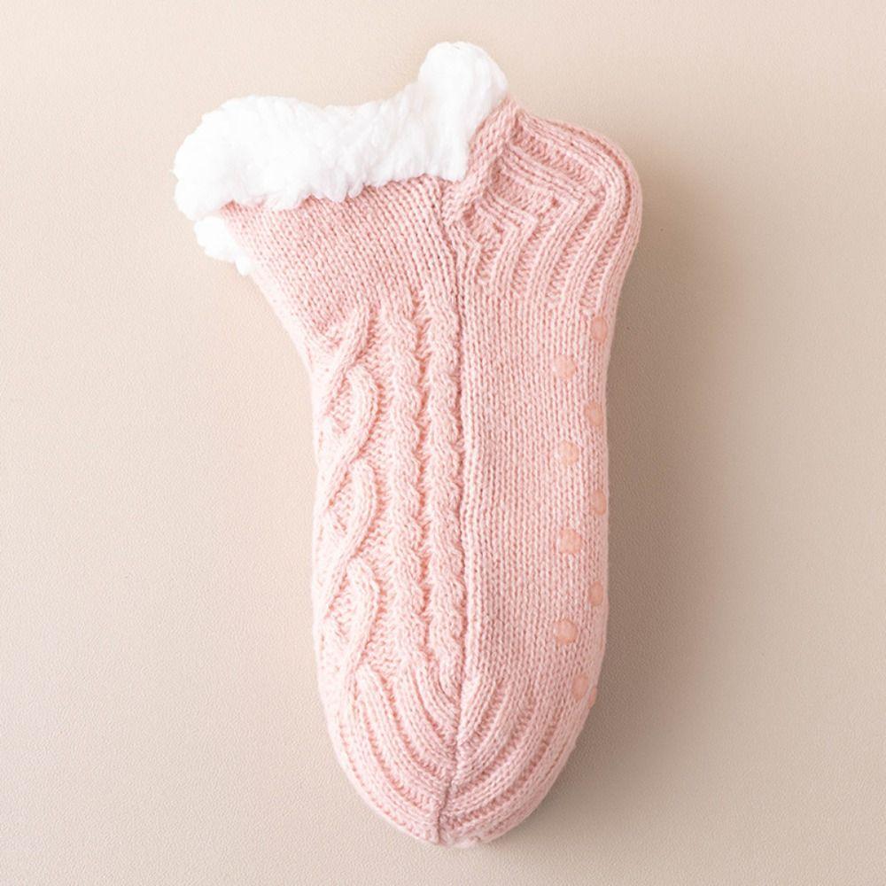 Silica Gel Winter Floor Socks Grid Sleeping Socks Fashion Thicken Velvet Socks  Fall/Winter