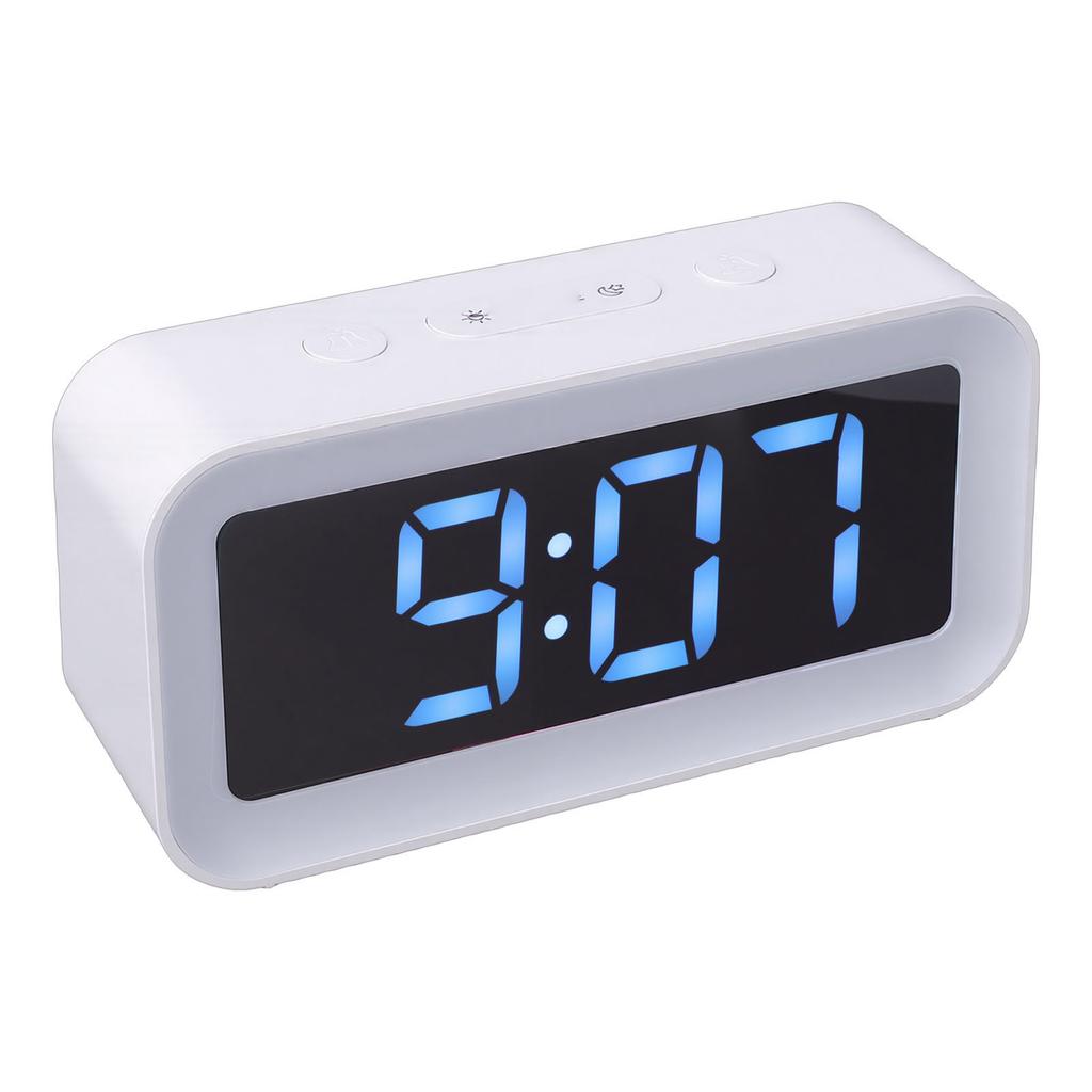 Digital Dual Clock Dimmable RGB Volume Weekday Weekend Mode 12 24Hr with Snooze Compact for Bedroom Bedside Tabletop