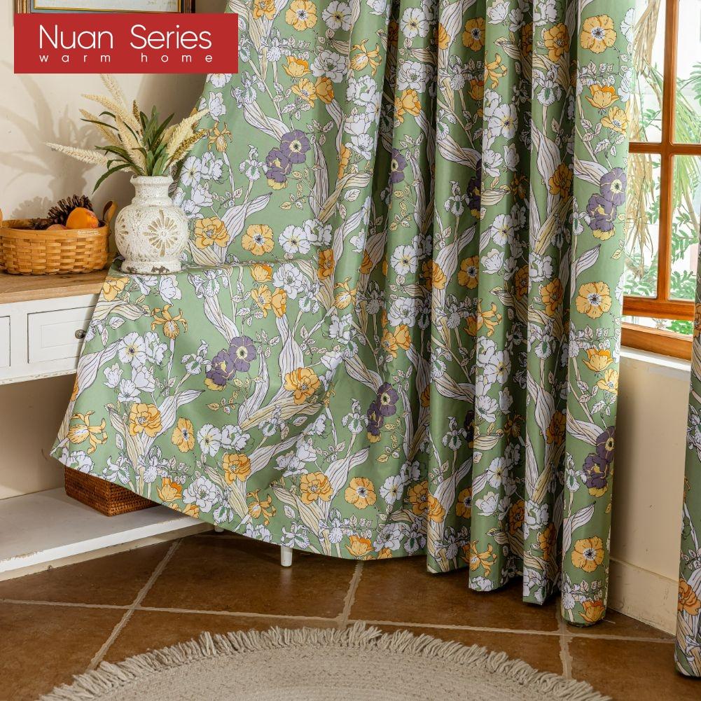 

1PC Nuan Series French Romantic Antique Style Curtains with Printed Full Blackout Curtains for Bedroom Living Room Balcony Window for Home Decor W100cm x L130cm бежевий