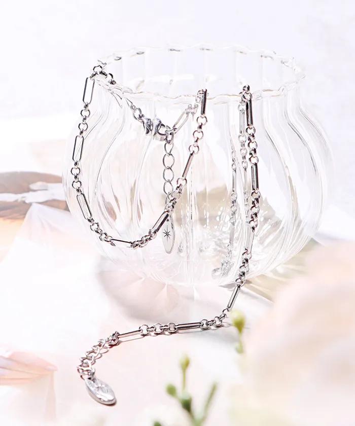 Mixed Oval Link Chain Bracelet (PLT-BR-122_SV)