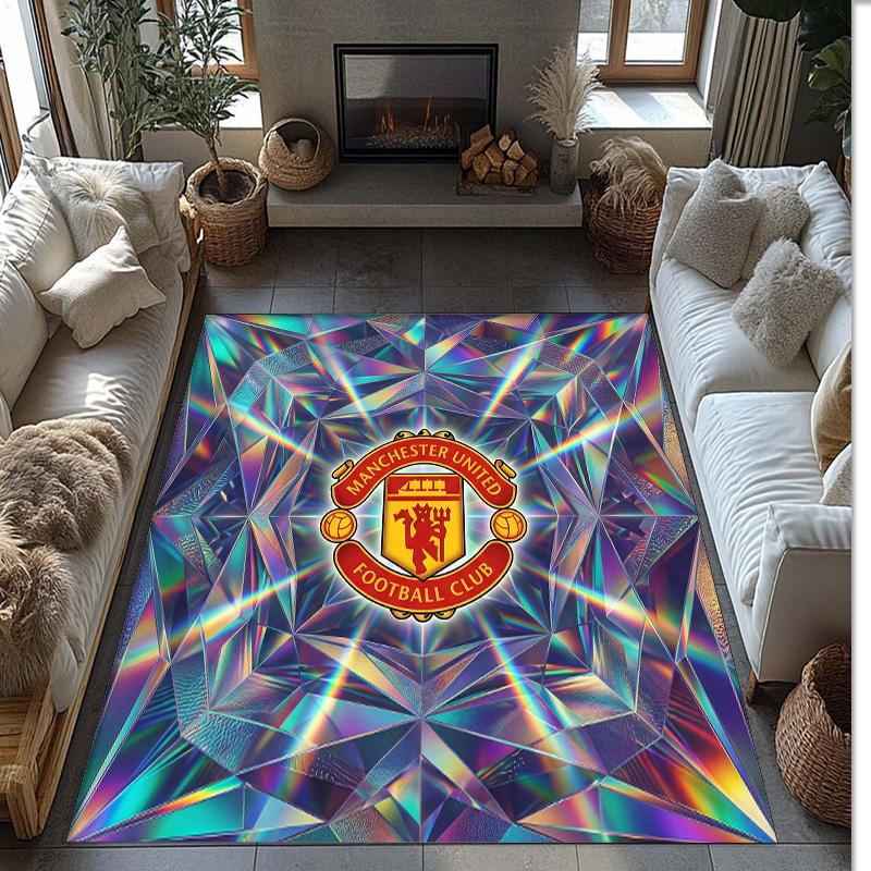 Tappeto in Flanella Stampato Manchester United Antiscivolo Morbido Poliestere Tappeto per Pavimento Tappetino Decorativo per Interni per Camera da Letto Soggiorno Divano