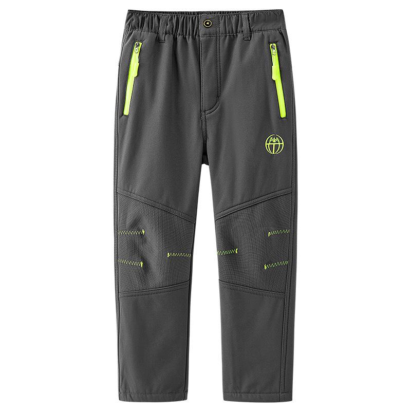 Children's Autumn/Winter Windproof Softshell Pants - Fleece-Lined, Warm, for Boys & Girls, Ideal for Outdoors, Hiking, and Jogging.