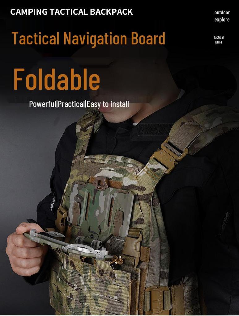 Nylon MOLLE Tactical Chest Rig Vest with Phone Holder & Folding Navigation Board