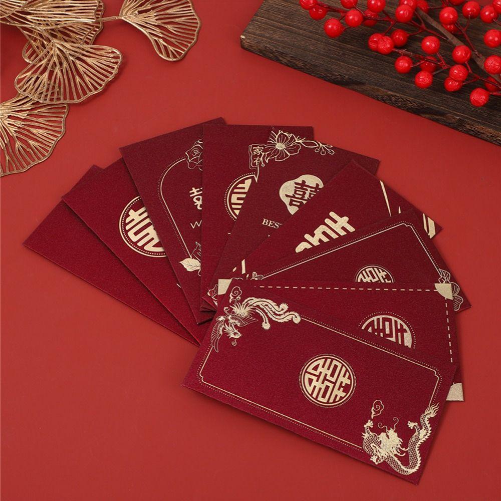 6pcs Blessing Wedding Money Pocket Chinese Style Lucky Money Packets New Year Red Envelopes Bonus