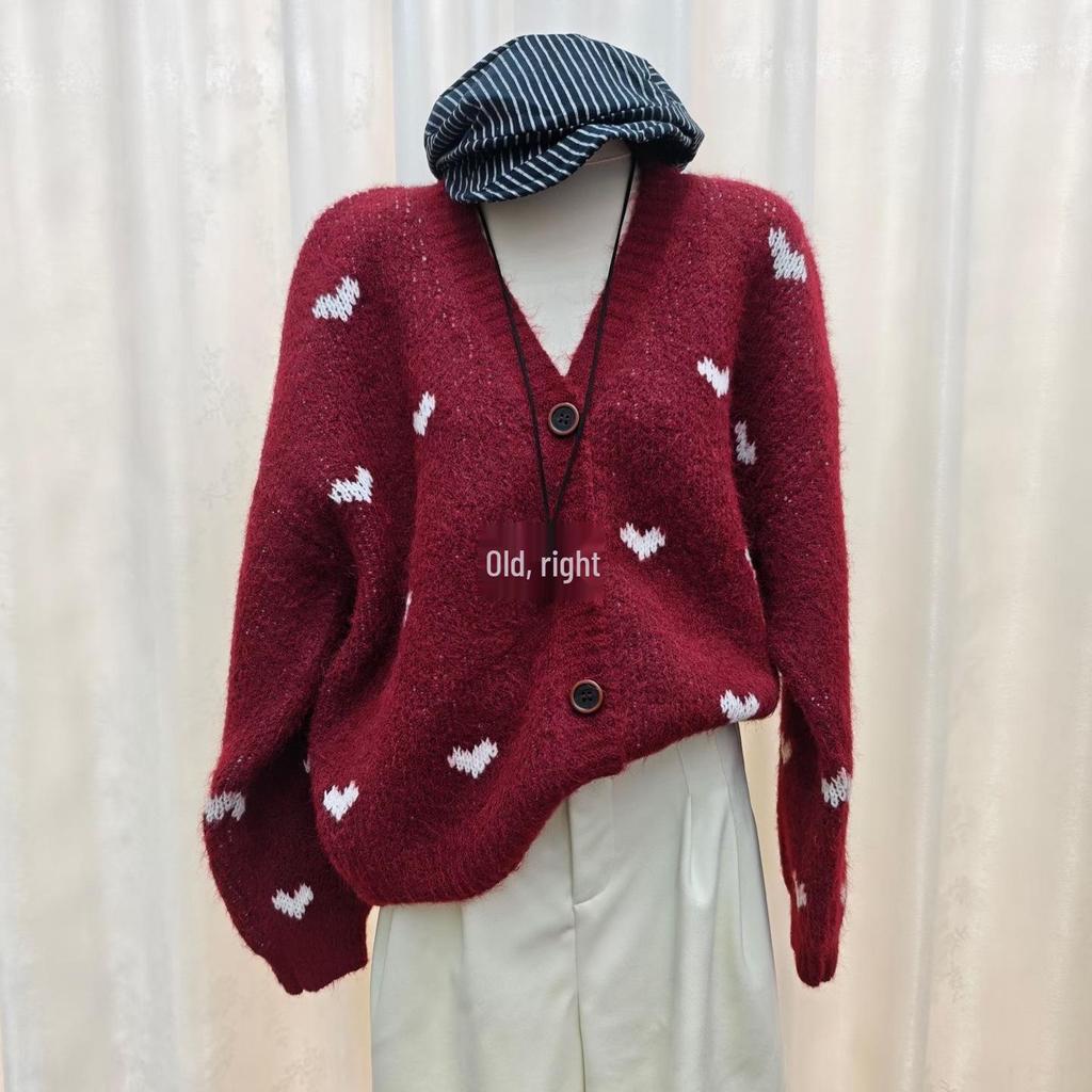 Korean Dongdaemun Women's Cozy Winter '25 Thick Knitted Cardigan Sweater