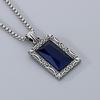 Hip Hop Personalized Black Gemstone Rectangle Pendant Necklace for Men Vintage Stainless Steel Charm Pendant Gift Trendy Jewelry