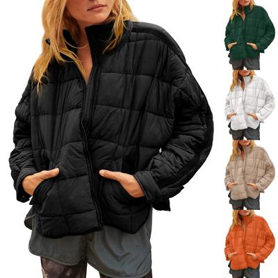 Women's Solid Color Long Sleeve Sleeve Pockets Cotton Jacket  And Winter  Zipper   Jacket