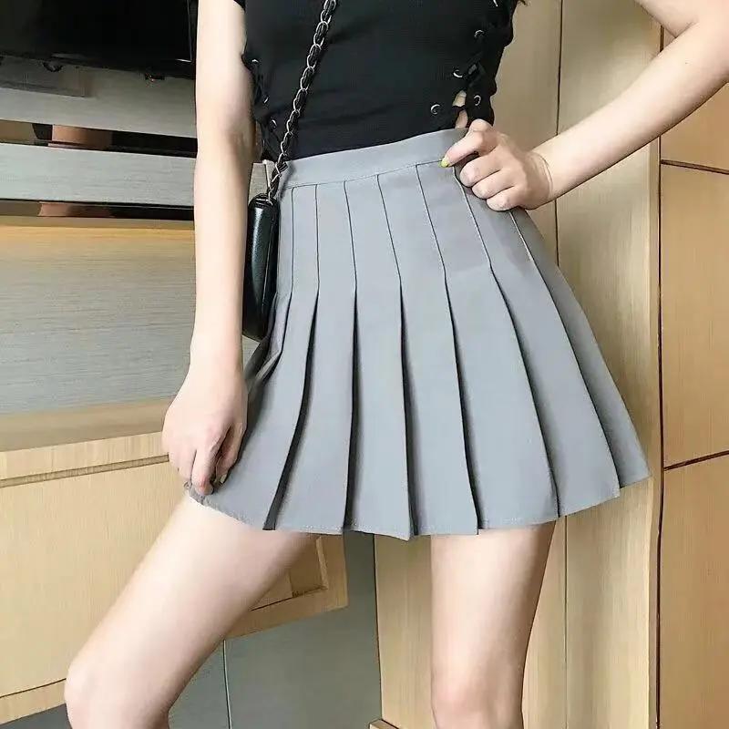 WTEMPO Girl's Streetwear School Cosplay Casual Uniform Skirts Women's Pleated Skirts Elastic High Waist Preppy Style Harajuku Y2K Skirts