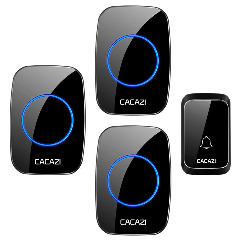 Three-in-One Wireless Waterproof Doorbell with Flashing Light, Battery-Operated, No Plug-In Needed чёрный