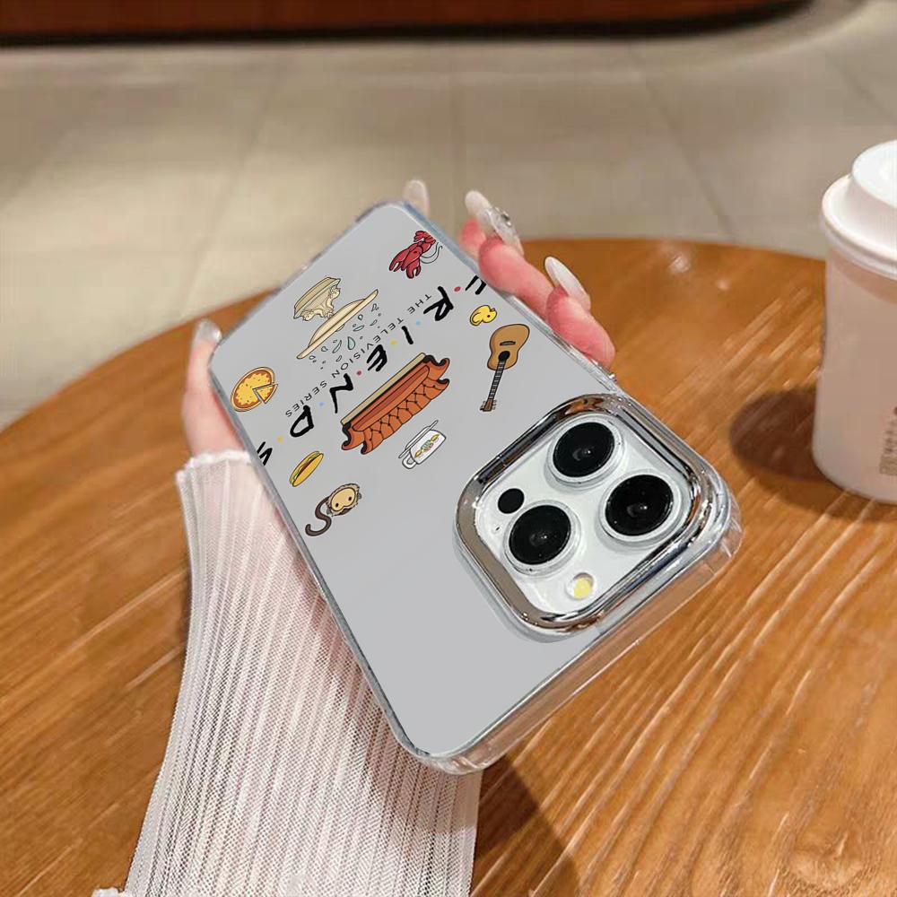 Friends TV Shows Central Perk Coffee Phone Case For Iphone 17 16 15 14 13 12 11 Pro Max Xr Air Plus Silicone Cover Silver Hard