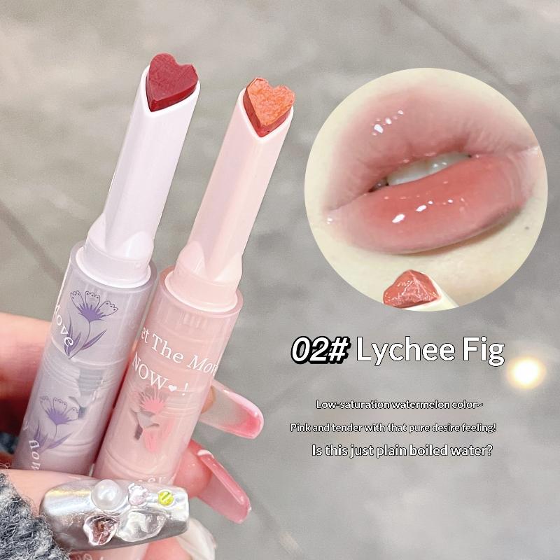 Water-Light Lip Glaze Mirror Glitter Lip Tint Long Lasting Moisturising Love Heart Shape Solid Lipstick Pen Lips Makeup Cosmetic
