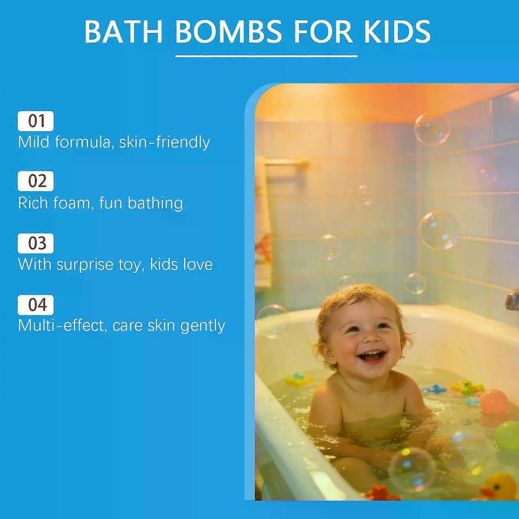 6 Pack Ocean Themed Kids Bath Bombs Gift Set, Rich Bubbles Bath Bombs with Surprise Inside, Easter Basket Stuffer for Boys Girls, Kid Safe Bubble Bath