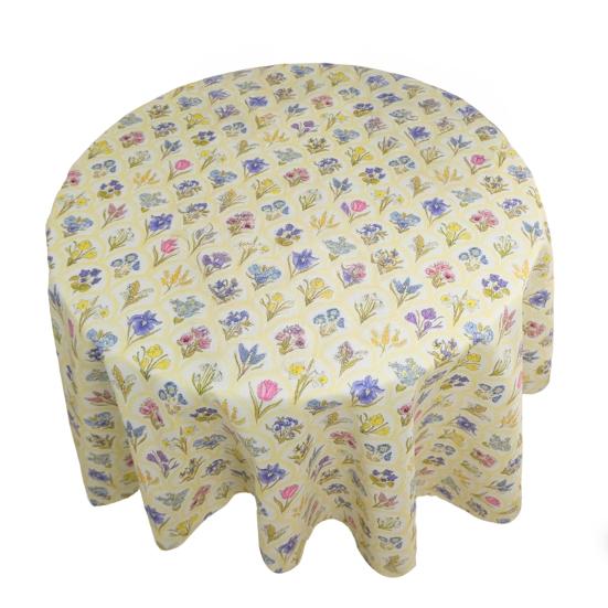 Obrus Sezonowy Letni Wodny Druk Kwiatowy Okrągły Odporny na Rozlania Odporny na Zmarszczki Pokrowiec na Stół Wystrój Domu