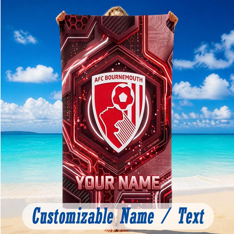 Beach Towel Custom Name Text, Quick Dry Large Towel For Beach HomeBournemouth Football