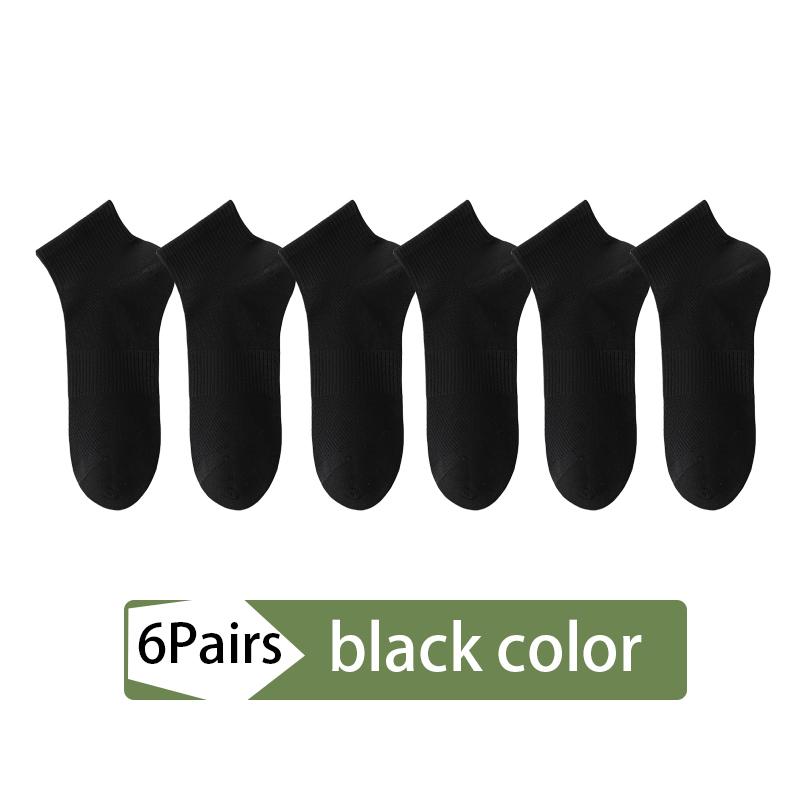 

6Pairs High Quality Men Socks Short Combed Cotton Mesh Breathable Odor proof and antibacterial Spring Summer for Male sock New Size EUR38-45 EUR38-45 чёрный