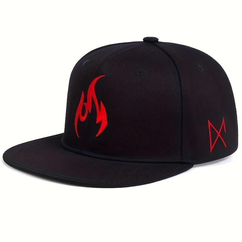 

Women Flame Embroidery Hip-Hop Hats Spring Autumn Outdoor Use Adjustable Casual Baseball Caps Trucker Caps Sunscreen Hat For Men And